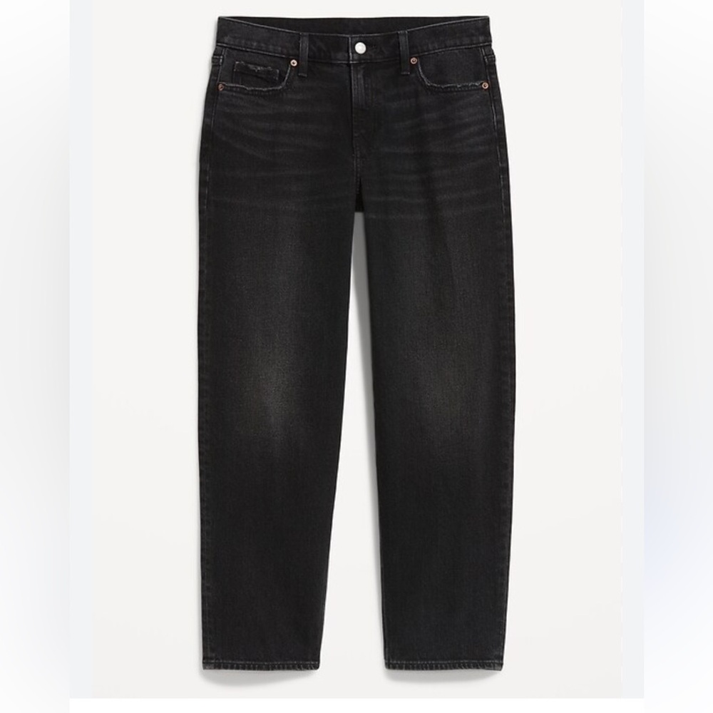 Old Navy Mid-Rise Black Boyfriend Loose Jeans